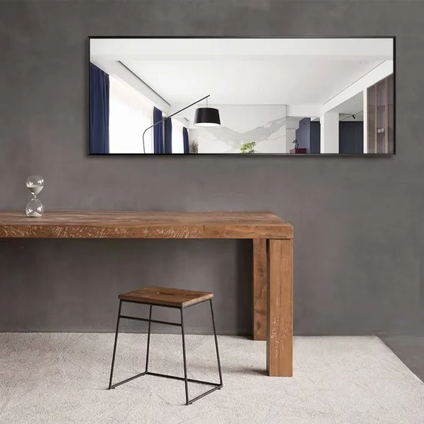 Aluminum Alloy 32x22 Round Wall Mirror in Black