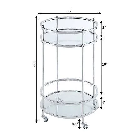 Convenience Concepts Royal Crest Bar Cart with Wheels - Clear