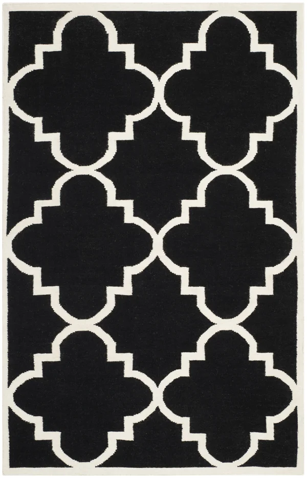 Safavieh Dhurries DHU633A 2&6x22 x 12&0x22 Runner Black - Ivory Area Rug