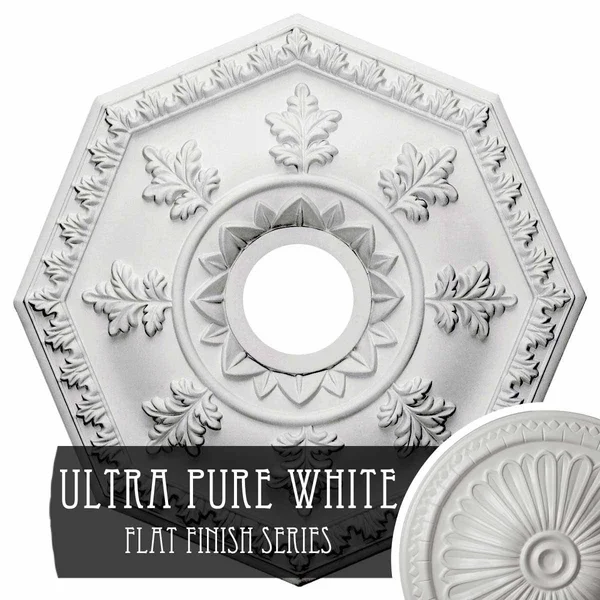 18x22OD x 3 1/2x22ID x 1 1/2x22P Nottingham Ceiling Medallion (Fits Canopies Up to 4 5/8x22), Hand-Painted Ultra Pure White