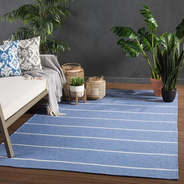 Lowe&s Sundry 9 x 12 Blue/Ivory Indoor/Outdoor Stripe Coastal Handcrafted Area Rug - BRG143127
