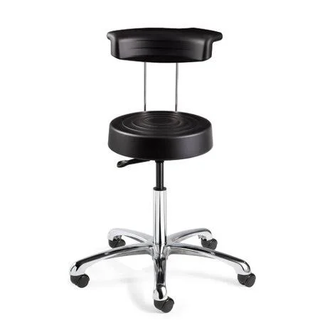 Bevco ErgoLux Height Adjustable Stool with Backrest Color: Black, Size: 50x22 H x 27x22 W x 27x22 D