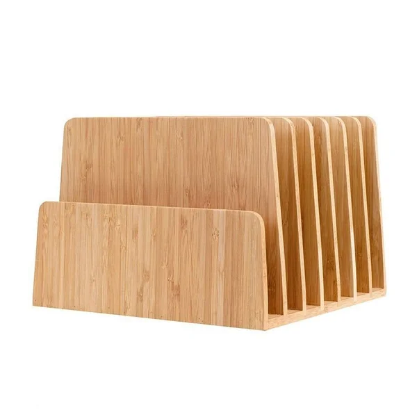 Mobilevision Bamboo Desktop File Folder Organizer and Paper Tray 7 Slots