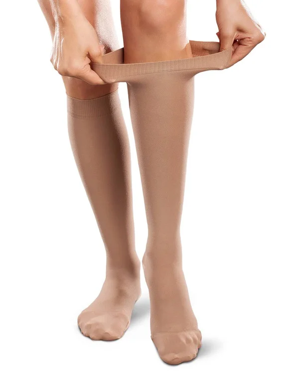 Therafirm Ease Opaque Women's 20-30mmHg Knee High, Medium Long, Coal