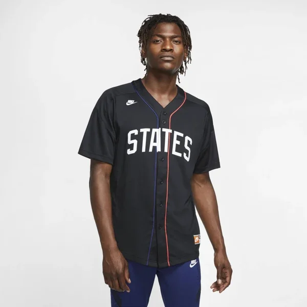 Nike US Soccer Black Baseball Button-Up Jersey Size: Medium