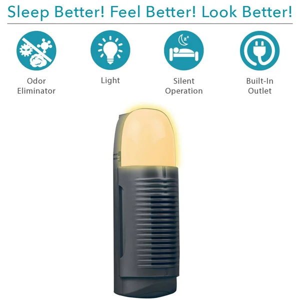 Air Innovations Set of 2 Plug-In Air Purifierswith Nightlight - Black