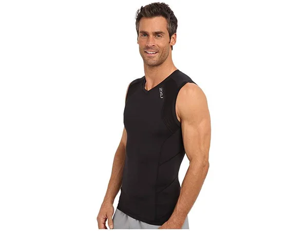 2XU Compression Sleeveless Top Black/Black, L - Men's