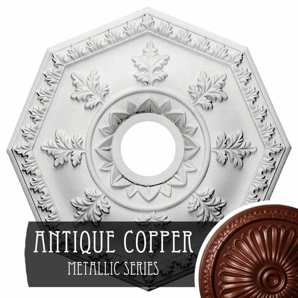 18x22OD x 3 1/2x22ID x 1 1/2x22P Nottingham Ceiling Medallion (Fits Canopies Up to 4 5/8x22), Hand-Painted Ultra Pure White