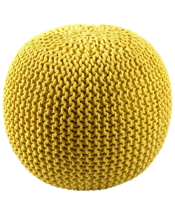 Pouf Ottoman Cotton Rope - Off White, 16-inch, 18 x 18 x 16