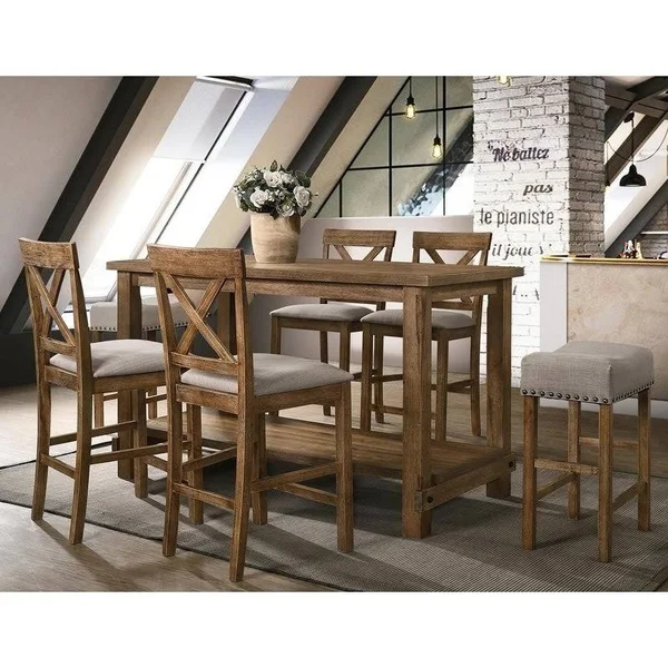 Best Master Furniture Janet Driftwood Transitional Counterheight Stools, Set of 2