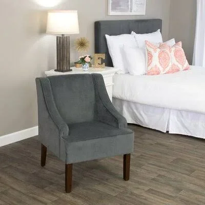 Bedelia Swoop Armchair Fabric: Dark Gray Velvet