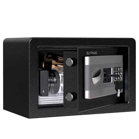 Safe Box, 0.3 Cubic Feet Lock Boxes Security Safe with Electronic Keypad, 2 Emergency Override Keys and Personal/Master Code for