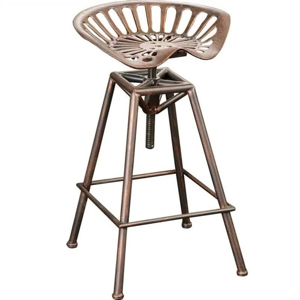 Noble House 26x22 Lawrence Saddle Bar Stool in Copper and Silver