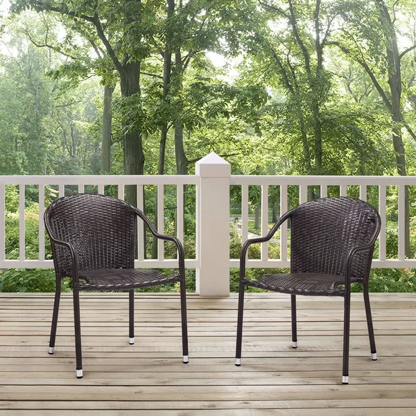 Crosley Palm Harbor Outdoor Wicker Stackable Chairs, Brown - 2 pack