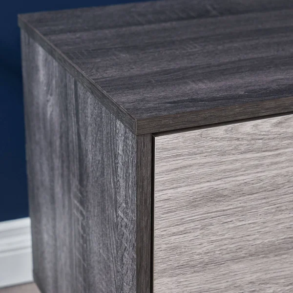 71x22 Black and Gray Contemporary TV Console Stand with Shelf