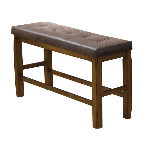 Acme Morrison Counter Height Bench with Storage - Brown PU & Oak
