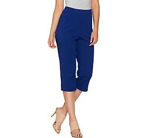 Bob Mackie Pull-On Knit Capri Pants with Pockets - Size XX-Small, Navy