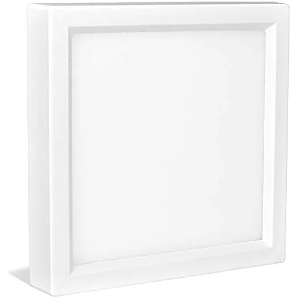 Luxrite 4 inch Square LED Flush Mount Ceiling Light, 10W, White Finish, 4000K (Cool White), 600 Lumens, Dimmable, Surface Mount