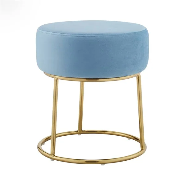 Riverbay Furniture Metal Accent Vanity Stool in Light Blue