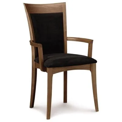 Morgan Upholstered Solid Wood Arm Chair Copeland Furniture Upholstery Color: Microseude Celadon - Frame Color: Windsor Cherry