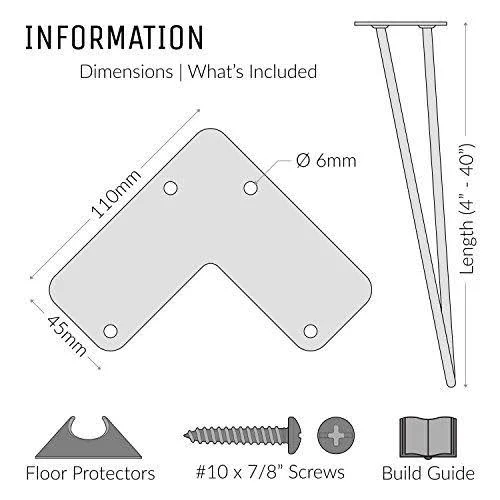 [HLC] 4 x Hairpin Table Legs – Superior Double Weld