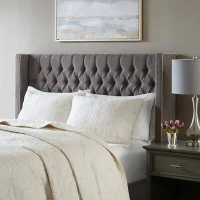 Candice Upholstered Wingback Headboard Rosdorf Park Size: Queen - Upholstery: Dark Gray