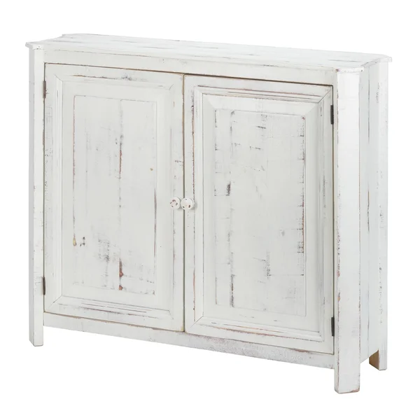 Luxury Living Loft 2-Door Credenza in White Distressed - ShopLadder