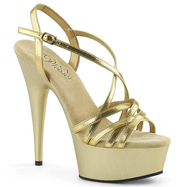 Pleaser DELIGHT-613, 6x22 Criss-Cross Strap Sandal - Silver 13