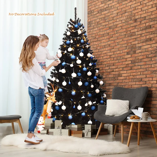 Black Artificial 6' or 7.5' Hinged Halloween/Christmas Tree - 6ft