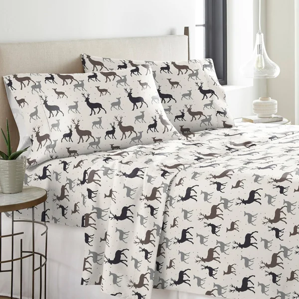 Pointehaven Solid or Print Cotton Heavyweight Flannel Sheet Set, Size: Full, Beige