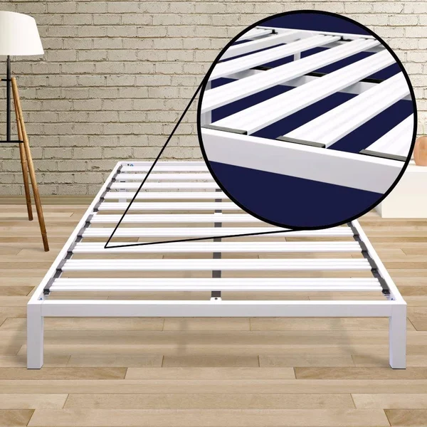 Best Price Mattress Model C Heavy Duty Steel Bed Frame, Size: Full, White