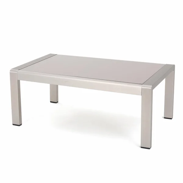 HN Outdoor Longview Outdoor Aluminum Coffee Table with Glass Top
