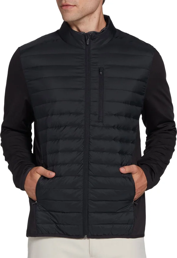 Walter Hagen Men's P11 Quilted Down Hybrid Golf Jacket, XXL, Black