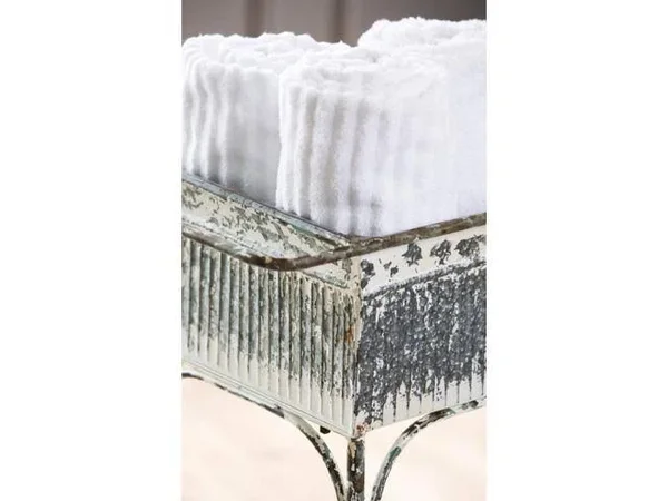 Evergreen Enterprises White Washed Galvanized Metal 2-Tier Cart, 30.9 x 32.1 x 14.4 inches