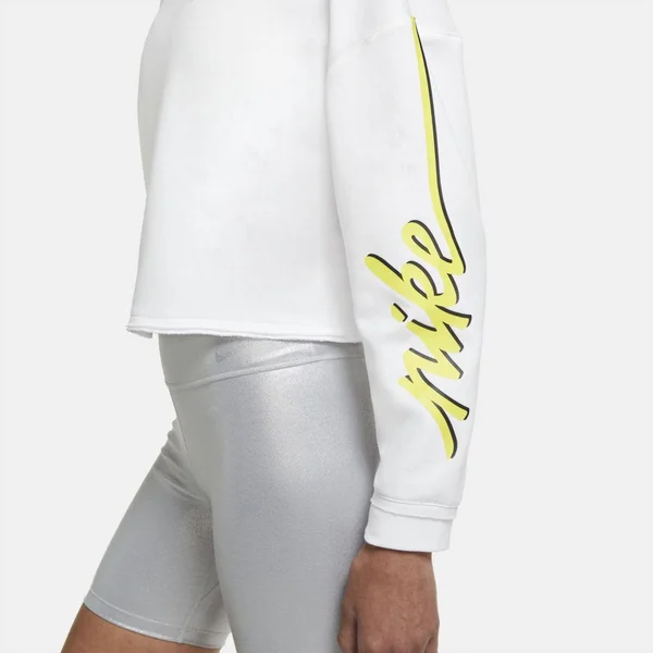 Nike Women's Femme Cropped Training Crew Sweatshirt, Large, White