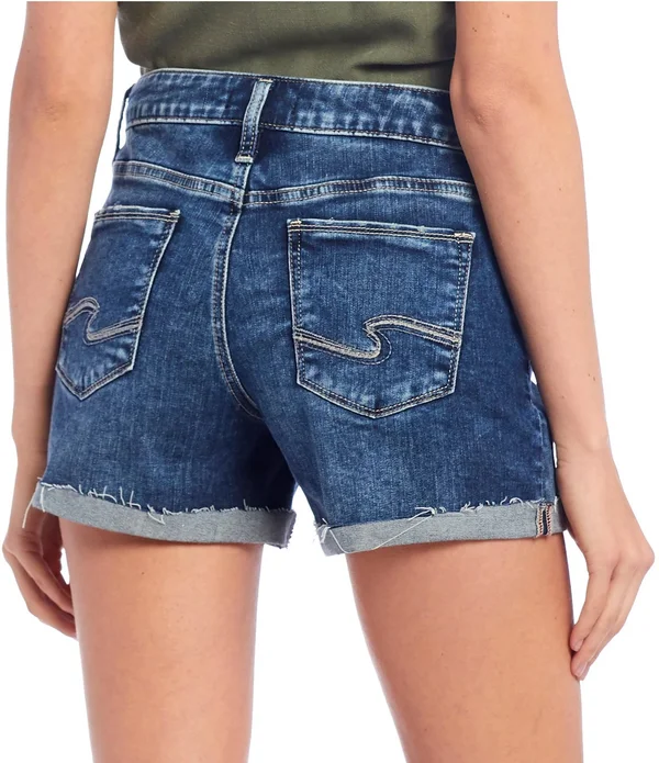 Silver-Jeans-Co. Suki Mid-Rise Curvy Fit Shorts L53960SGX351 Indigo - 25