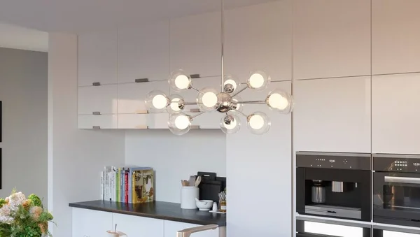 Chandelier 12 Light Steel Polished Chrome Finish with Clear Opal Glass - 71-BEL-2749125 - Bailey Street Home