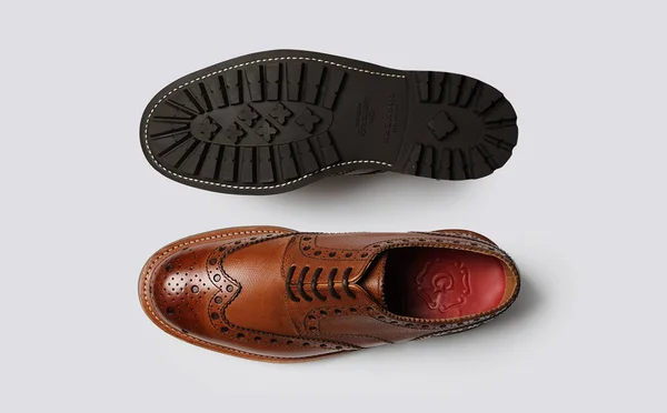 Grenson Archie Big Punch Brogue Shoes - Tan - Tan - 8.5