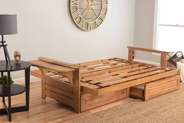Kodiak Phoenix Frame-Butternut Finish-Oregon Trail Java Mattress-Storage Drawers