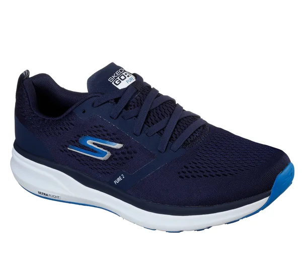 Skechers Men's GOrun Pure 2 Running Shoes, Navy, Blue, 8.5