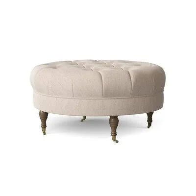 Henry Cocktail Ottoman Wayfair Custom Upholstery Body Fabric: Curious Pearl, Leg Color: Black Walnut Nickel