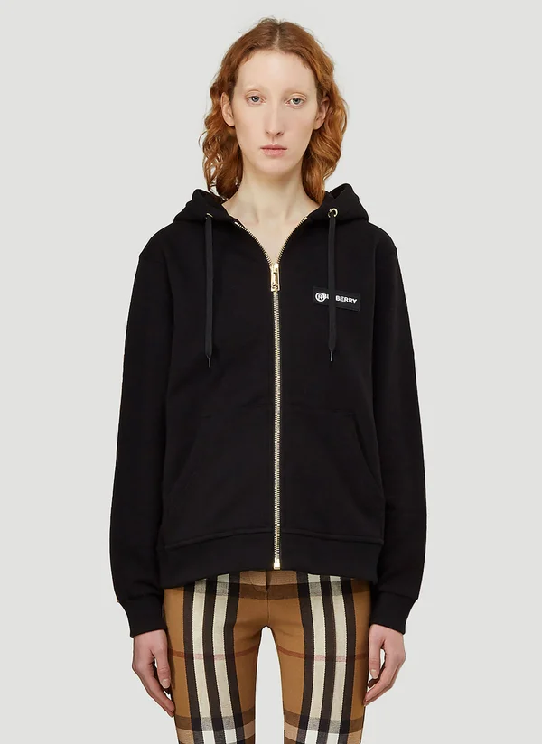 Burberry Aubree Zip-Up Hoodie - Black, Women's, M, Coats, Jackets & Outerwear Athletic Jackets, Zip-Ups, Pullovers & Hood