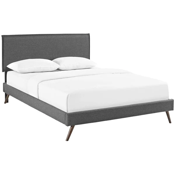 Modway Amaris King Fabric Platform Bed with Round Splayed Legs - Gray