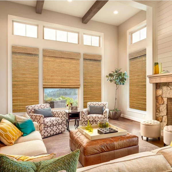 Home Decorators Collection Modern Farmhouse Cut-to-Size Honey Flat-Weave Cordless Light-filtering Bamboo Shade - 66 in. W x 72 i