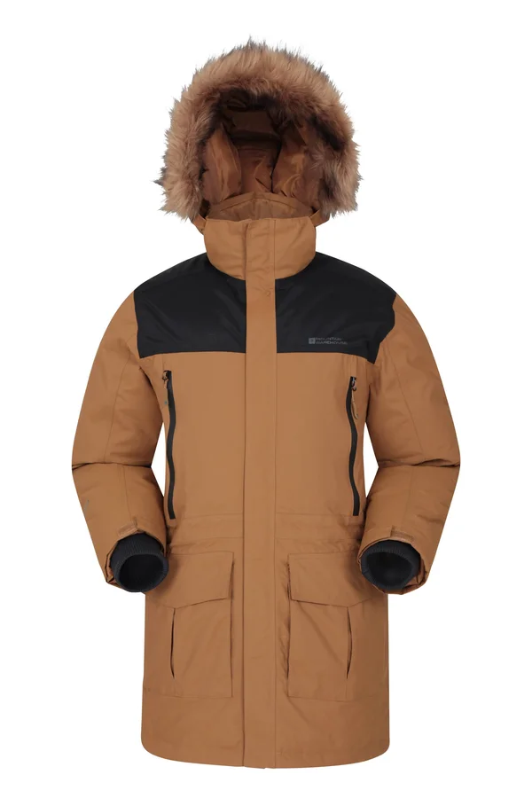 Mountain Warehouse Antarctic Extreme Waterproof Mens Down Jacket - Orange - Size Xxs