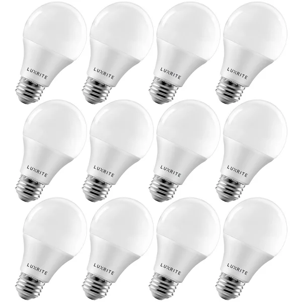 Luxrite A19 LED Bulb 75W Equivalent, 1100 Lumens, 3000K Warm White, Dimmable, 11W, Enclosed Fixture Rated, Energy Star, E26 Base