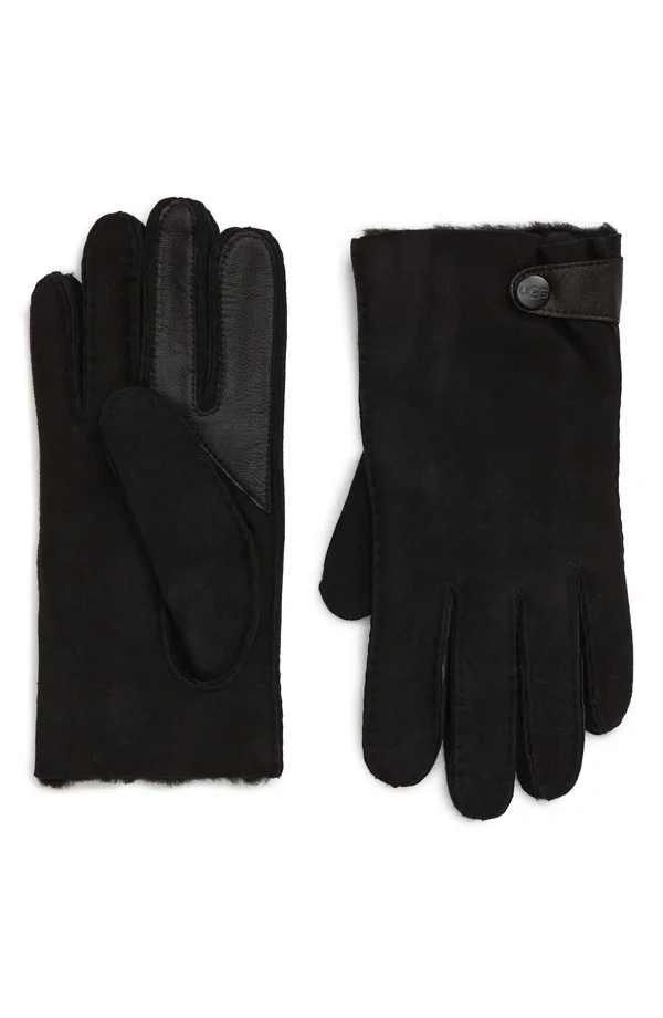 Ugg Men's Sheepskin Side-Tab Tech Gloves - Black - Size x Large