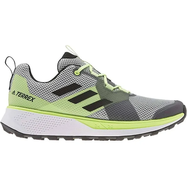 Adidas Terrex Two Trail Running Shoes - Men's - Grey Two - Core Black, Signal Green - 12