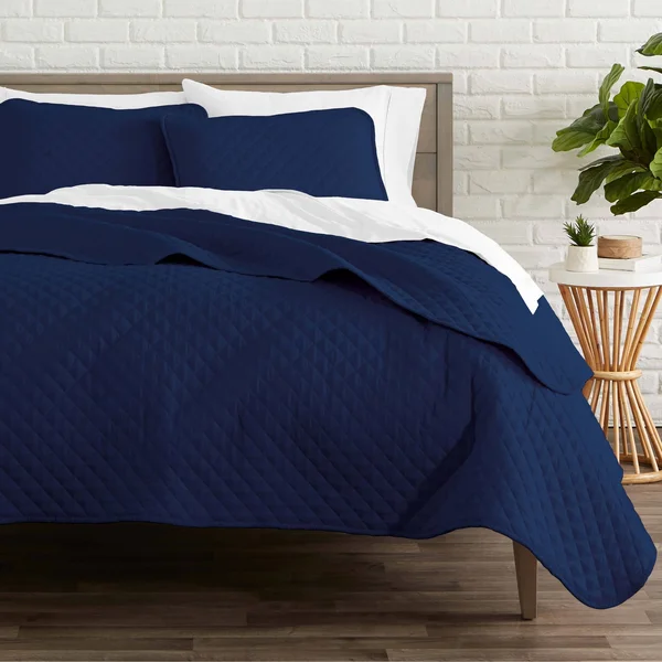 Bare Home Coverlet Set + Microfiber Sheet Set - Diamond Stitched Lightweight Bedspread - Ultra-Soft Microfiber Sheet Set