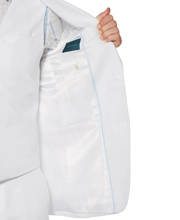 Perry Ellis Men's Linen Suit Jacket, Bright White Twill, Extra Small/36 Short